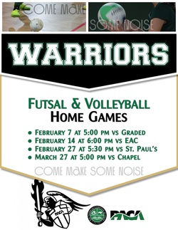 School's Futsal and Volleyball Home Game Schedule